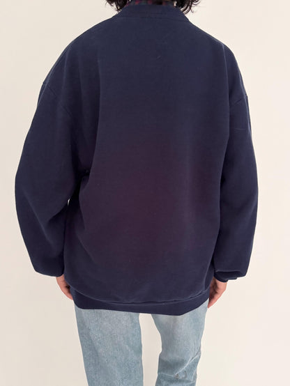 90s vintage navy blue christmas dog puppy graphic pullover sweatshirt – large