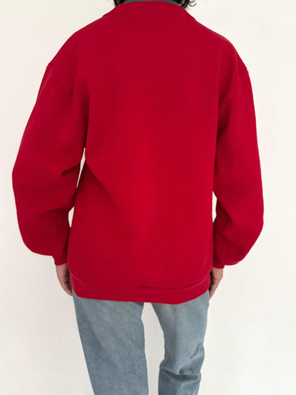 90s vintage red kittens cat christmas carols graphic pullover sweatshirt – medium