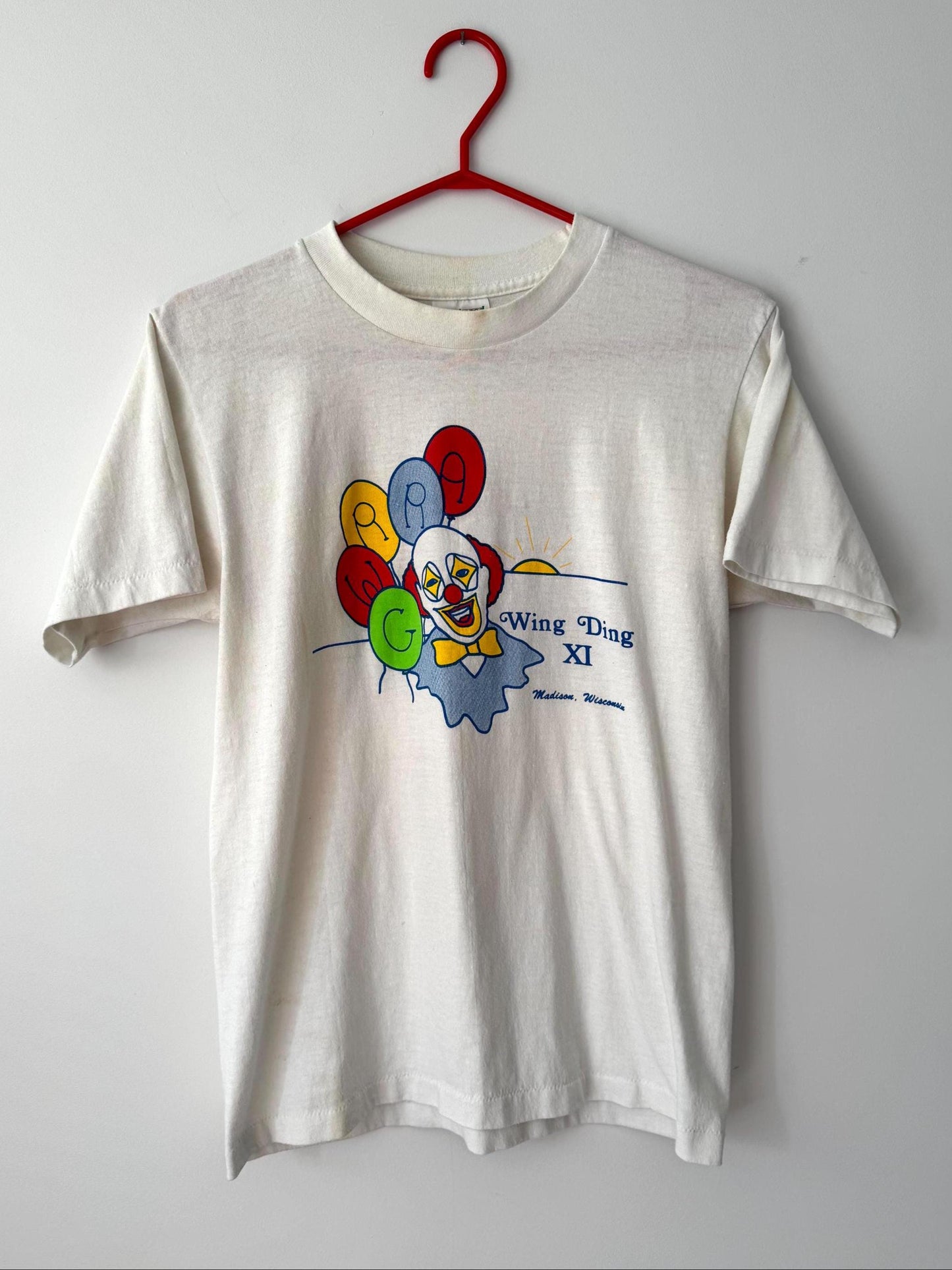 80s vintage rainbow clown double sided graphic tee shirt | made in USA single stitch tshirt