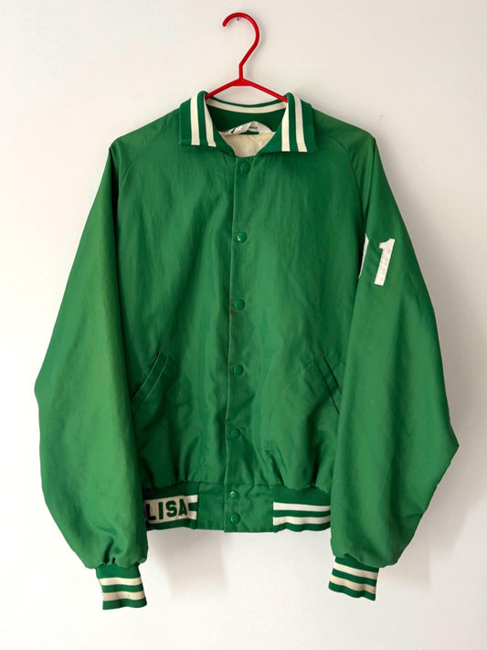 90s vintage green volleyball LISA varsity jacket 