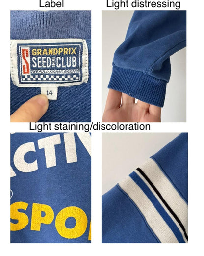 90s vintage blue striped active sports cropped polo shirt