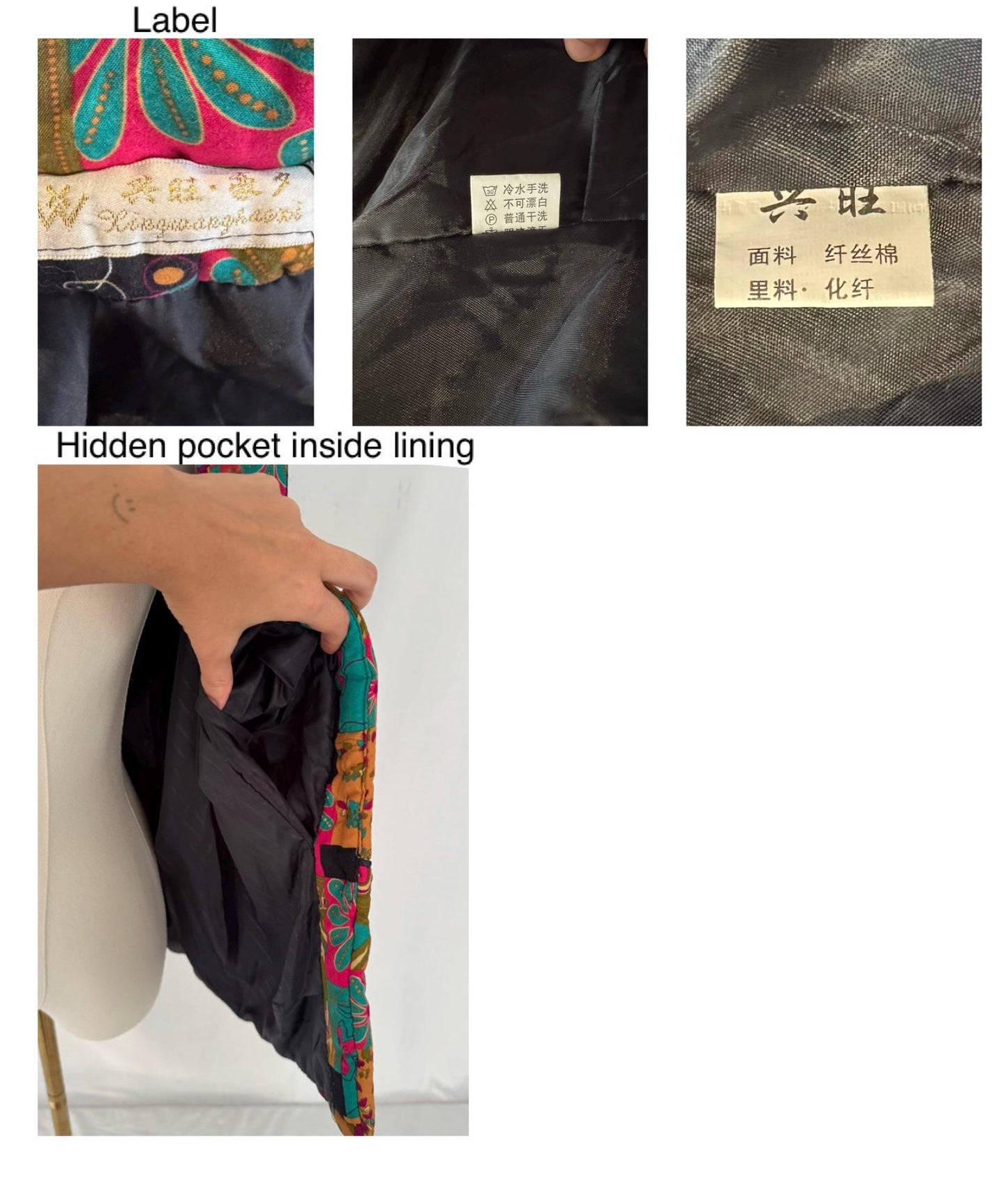 90s vintage multicolor patchwork puffy light jacket
