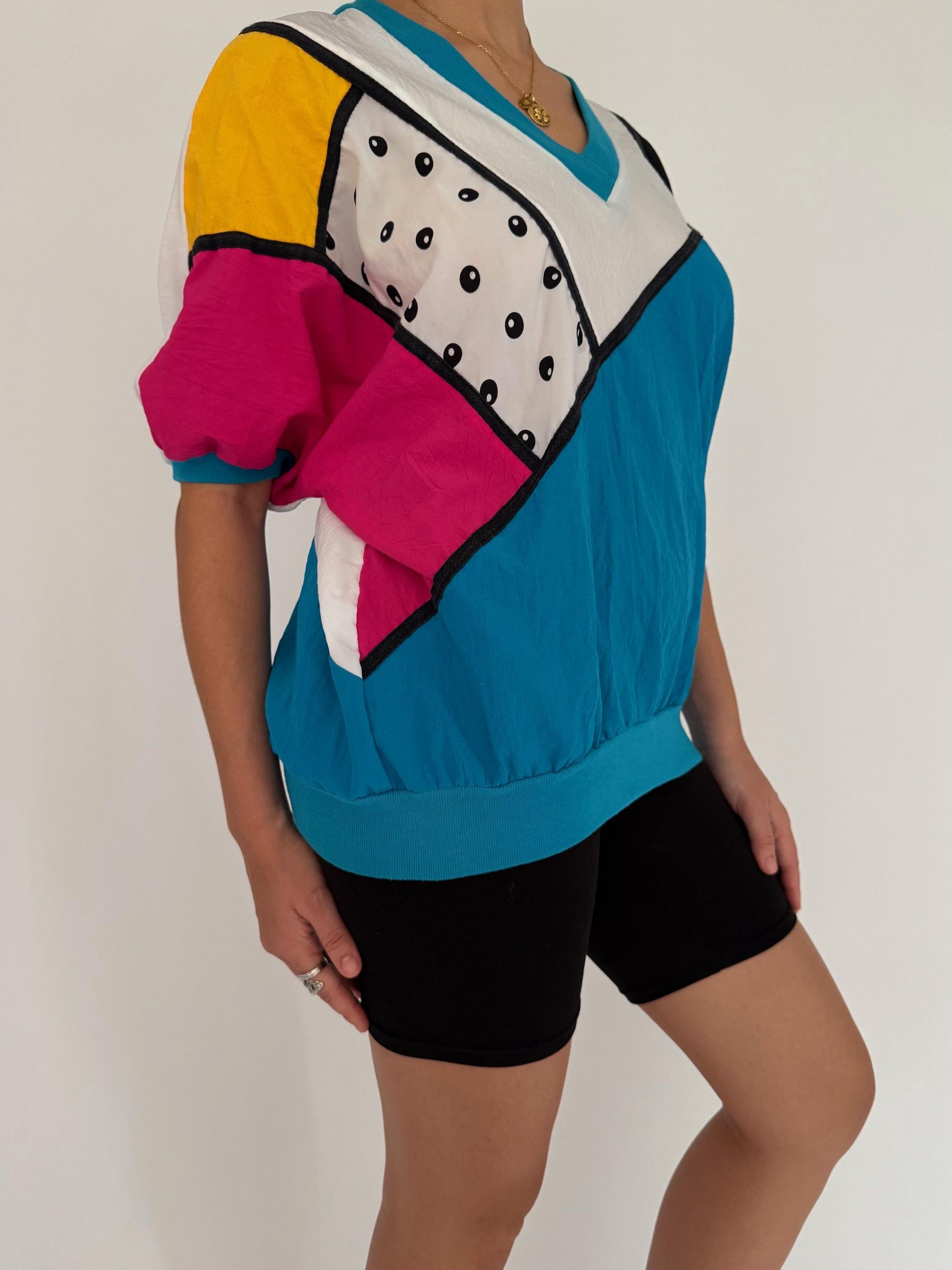 90s vintage multicolor geometric windbreaker shirt