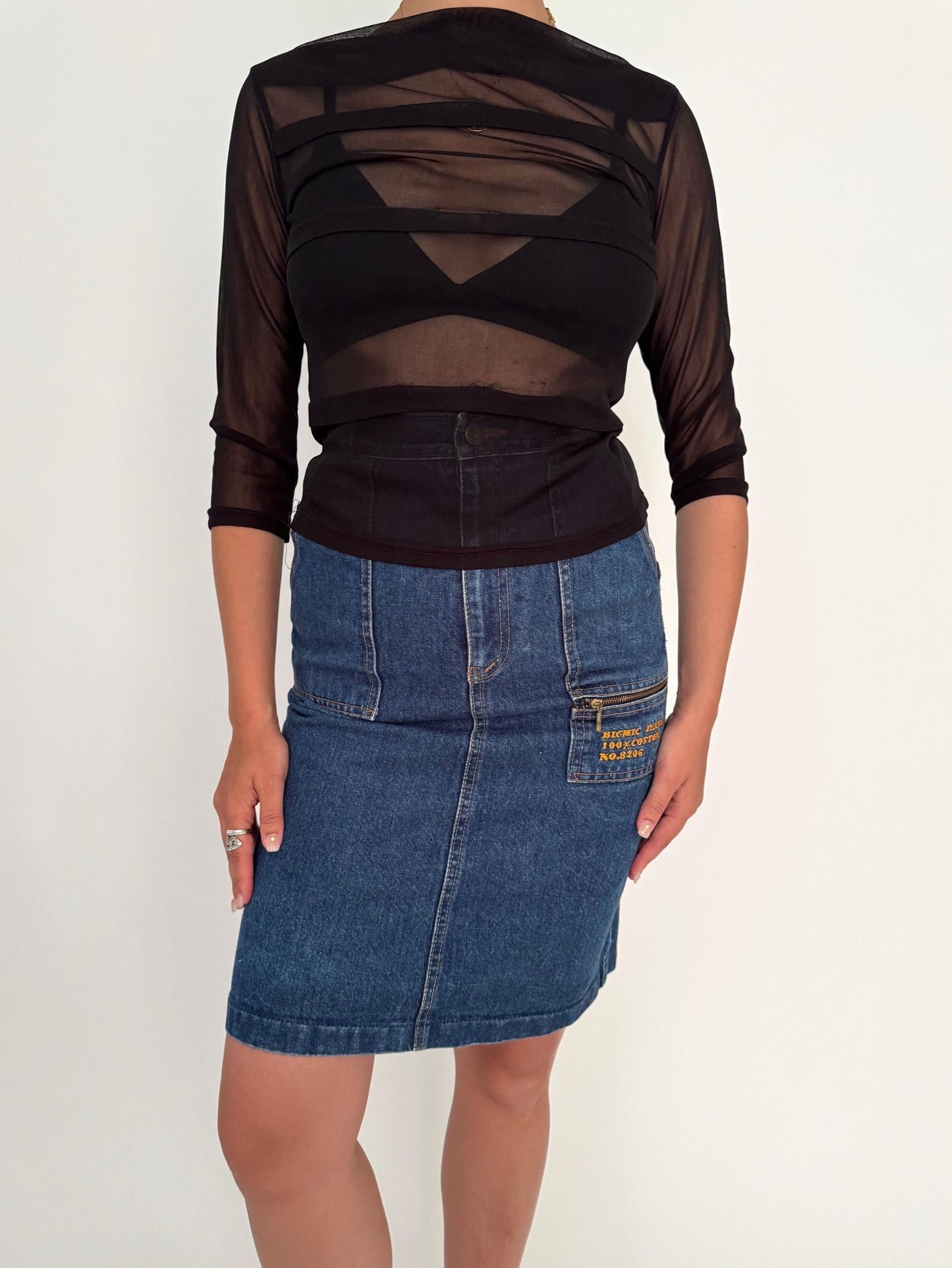 90s vintage black sheer mesh see through blouse – small | grunge rave club kid party mesh high neck shirt