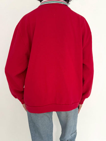 90s vintage red christmas tree dog puppy graphic pullover sweatshirt – medium