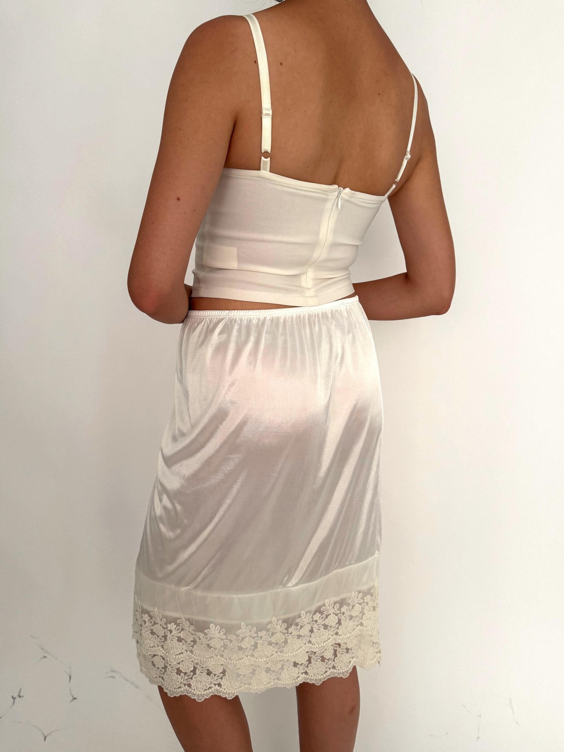 y2k vintage white pink lace ribbon trim cropped cami tank top – small | made in Italy coquette kawaii bustier