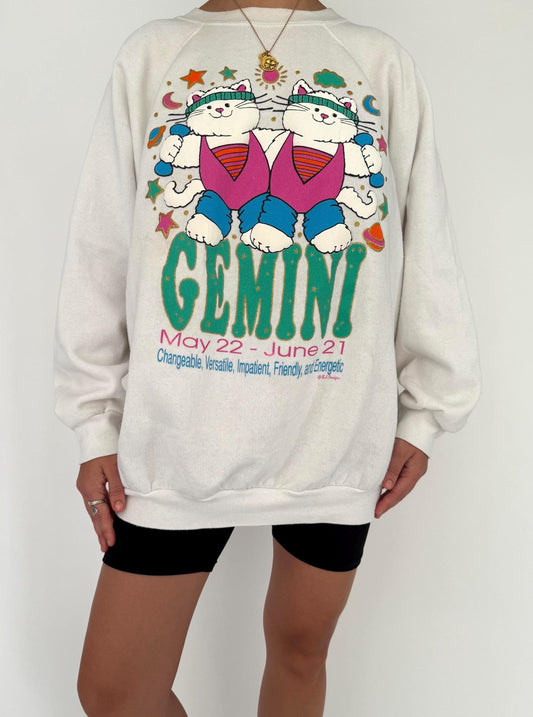 90s vintage gemini zodiac sign horoscope graphic pullover sweatshirt 