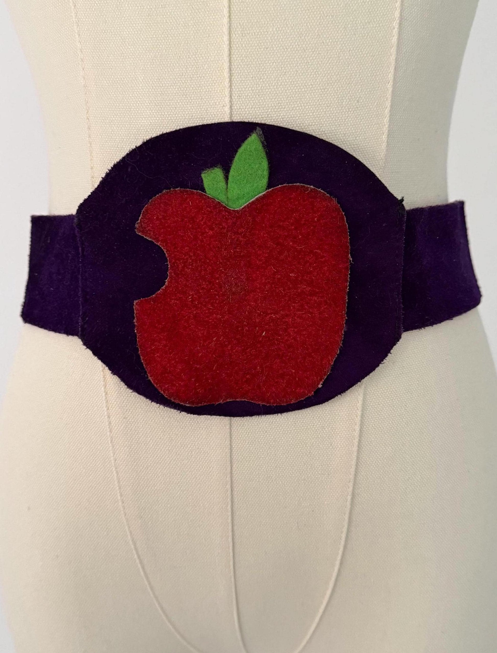 80s vintage purple novelty fruit apple suede wide belt