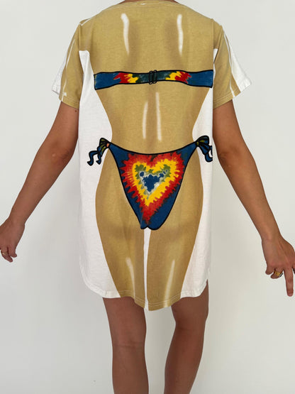 90s vintage bikini body graphic beach tee shirt dress – one size | LA imprints novelty vacation cover up
