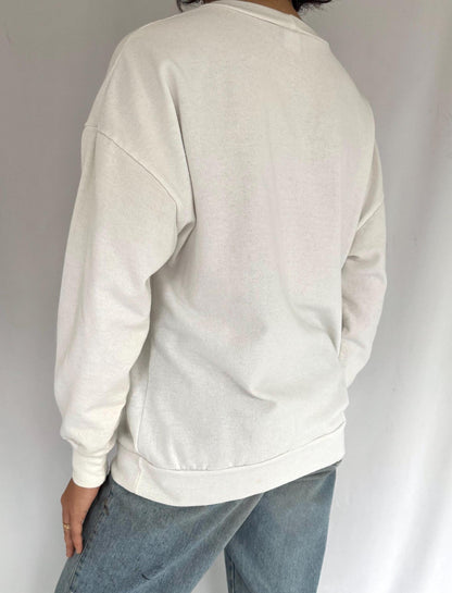 80s vintage white panda christmas tree graphic pullover sweater – medium