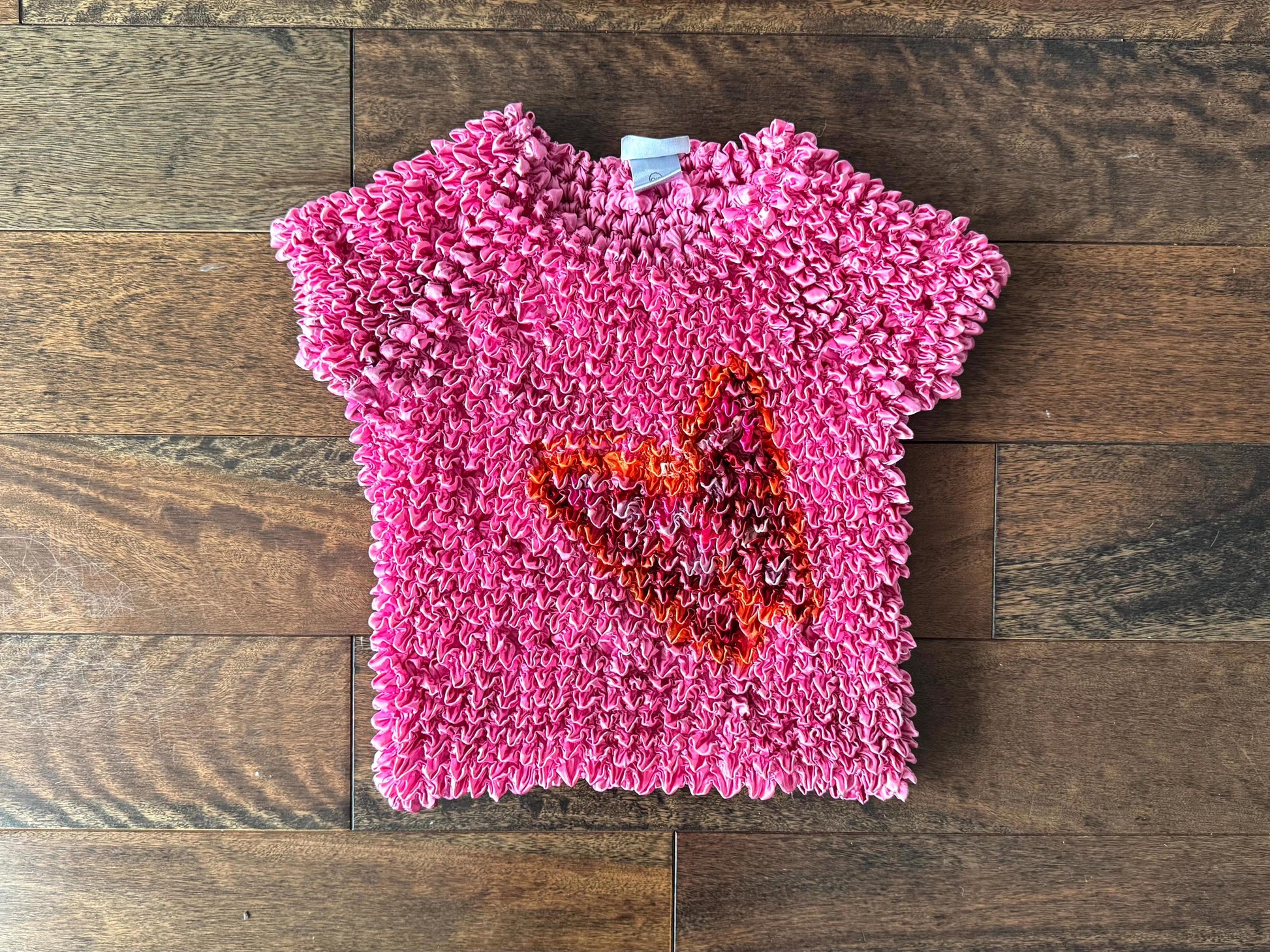90s vintage pink butterfly graphic popcorn crop top