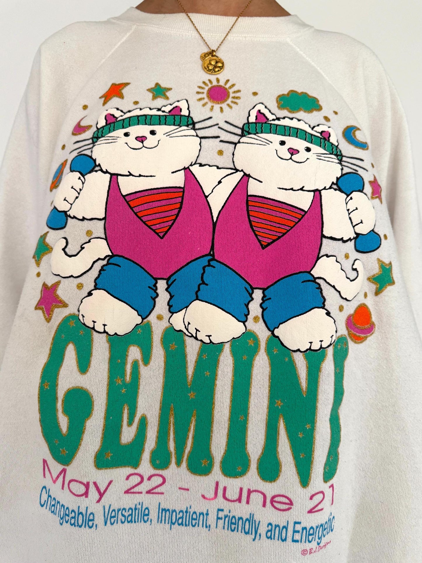 90s vintage gemini zodiac sign horoscope graphic pullover sweatshirt 