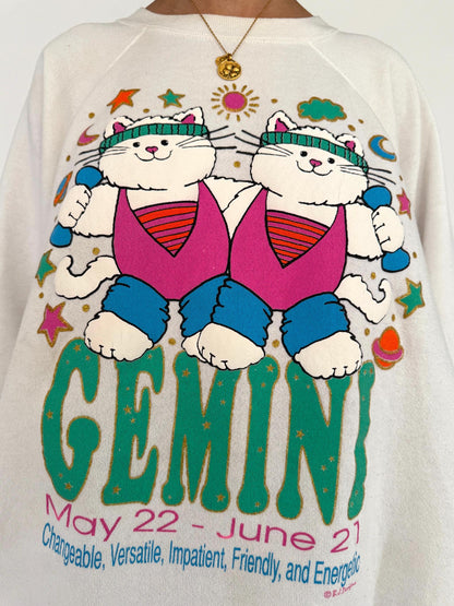 90s vintage gemini zodiac sign horoscope graphic pullover sweatshirt 