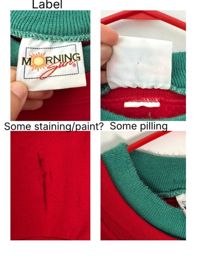 90s vintage red kittens cat christmas carols graphic pullover sweatshirt – medium