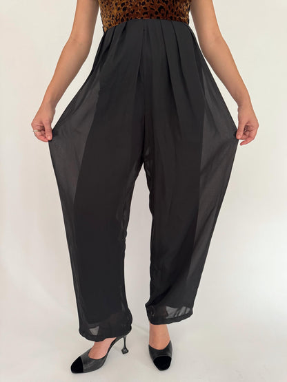 90s vintage animal print velvet pant jumpsuit