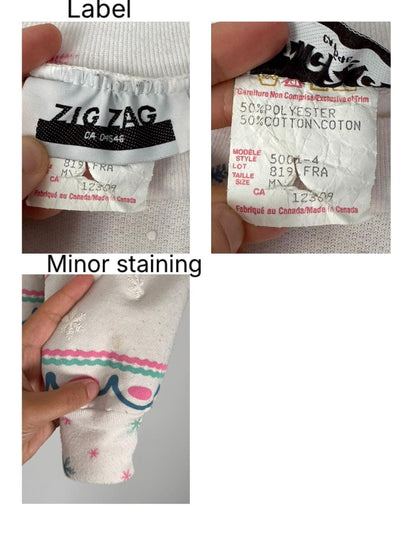 90s vintage seal animal print snowy winter graphic pullover sweatshirt – small, medium