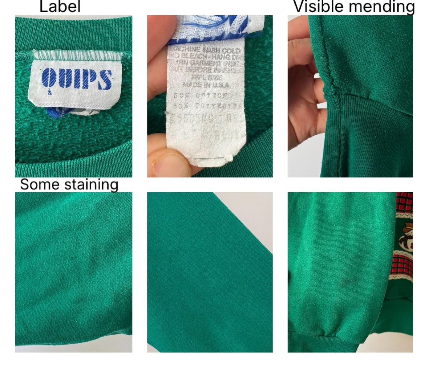 80s vintage green winter outdoor christmas graphic pullover sweater – medium large