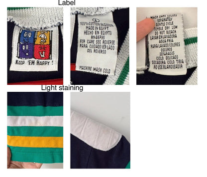 90s vintage multicolor striped hockey embroidered crop top