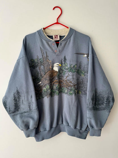 90s vintage blue eagle nature outdoor graphic unisex pullover sweater