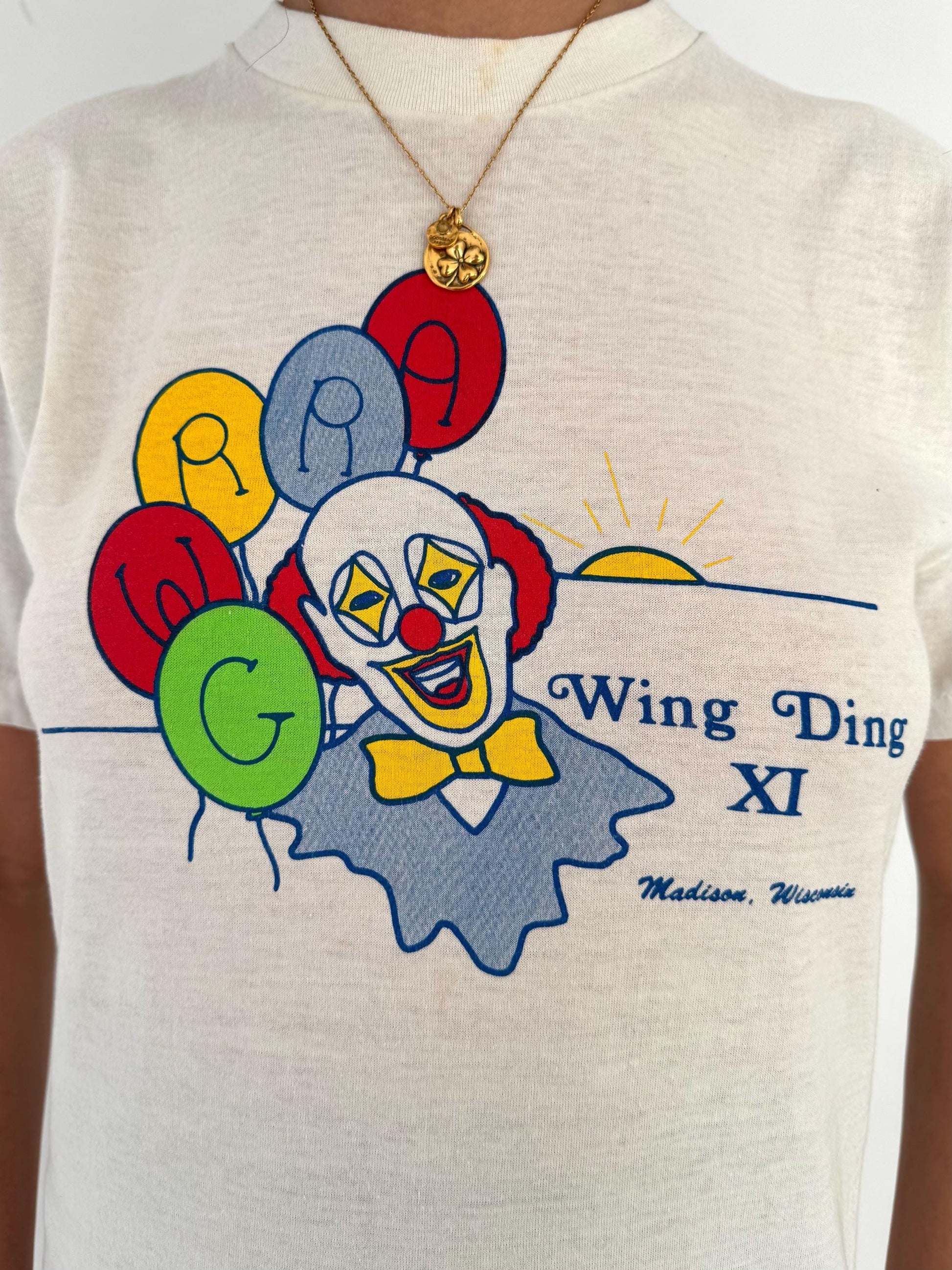 80s vintage rainbow clown double sided graphic tee shirt | made in USA single stitch tshirt