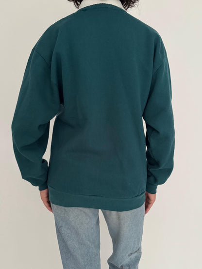 90s vintage green winter wonderland bird graphic pullover sweatshirt – medium