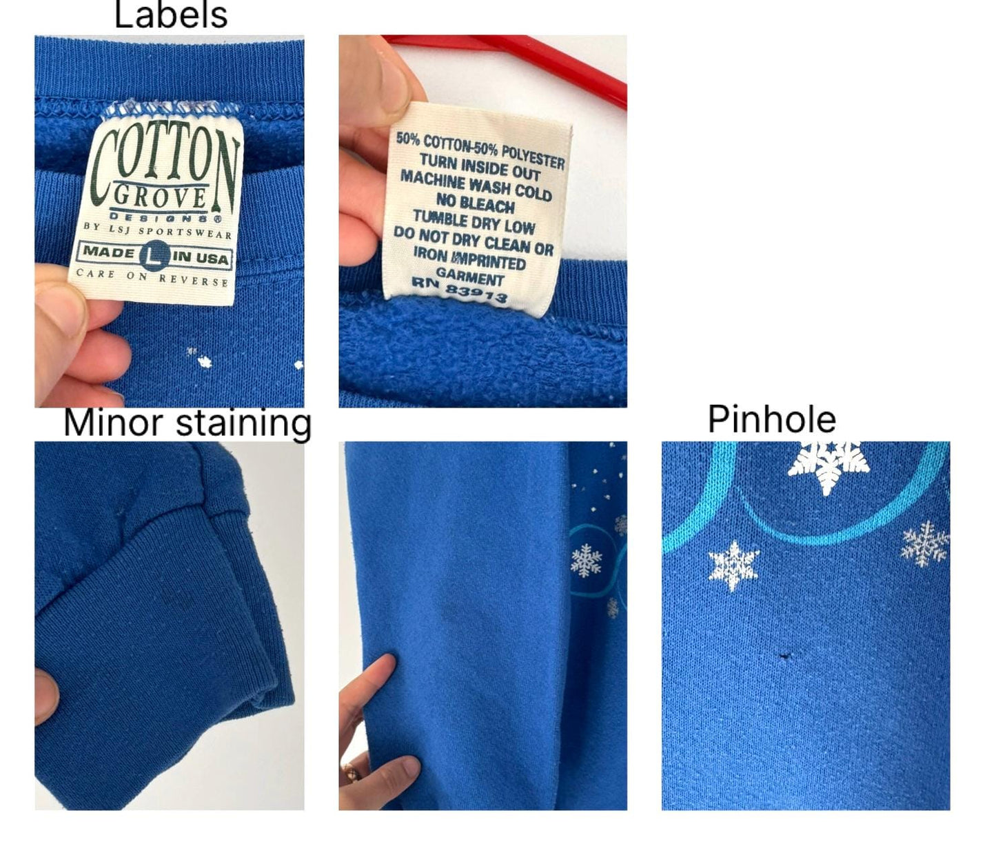 90s vintage blue animal deer nature graphic made in USA pullover sweater – large