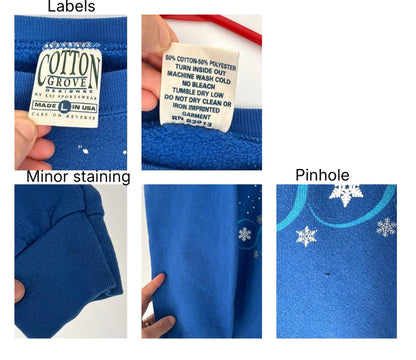 90s vintage blue animal deer nature graphic made in USA pullover sweater – large