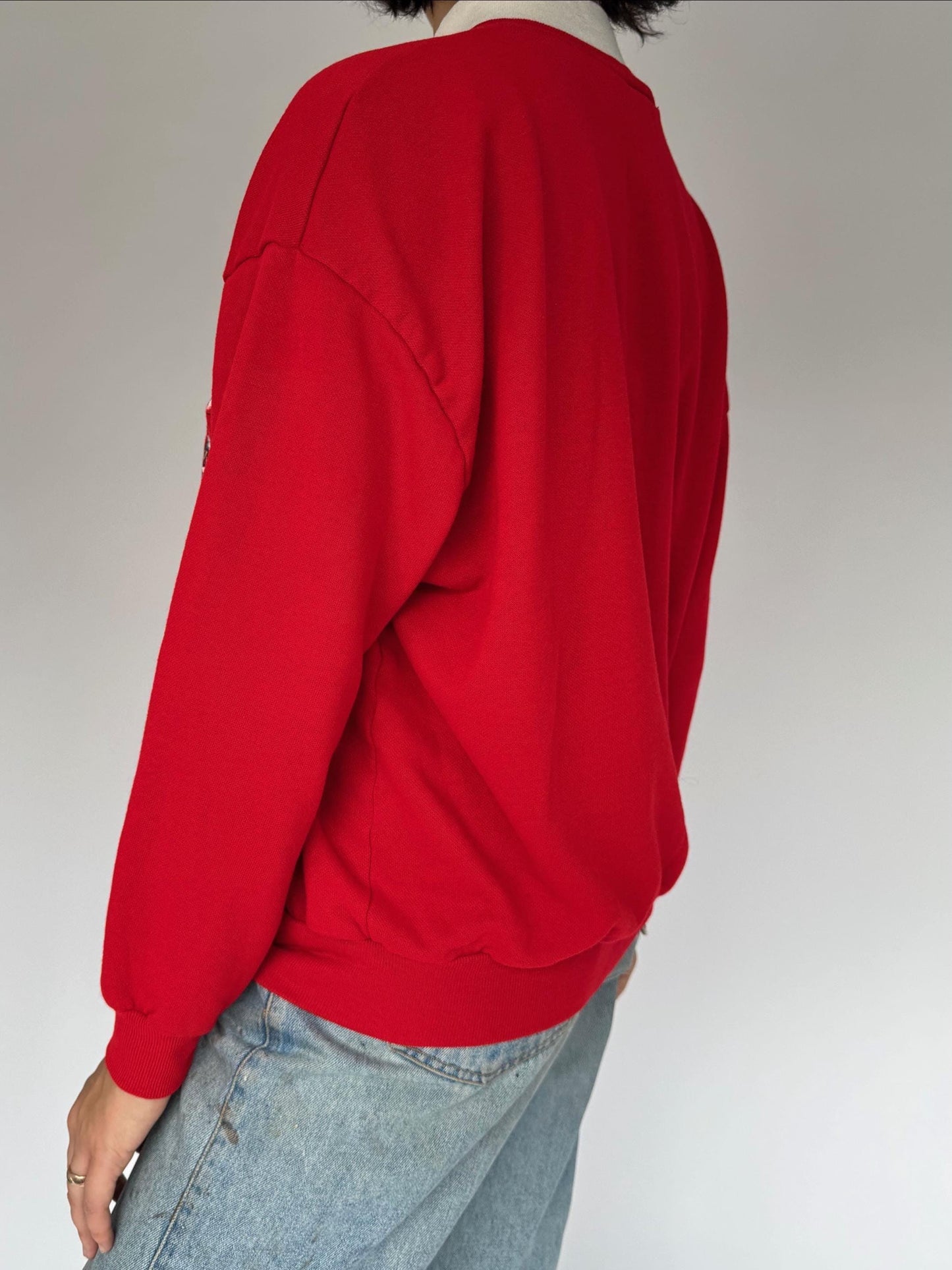 90s vintage red kittens cat christmas graphic pullover sweatshirt – small