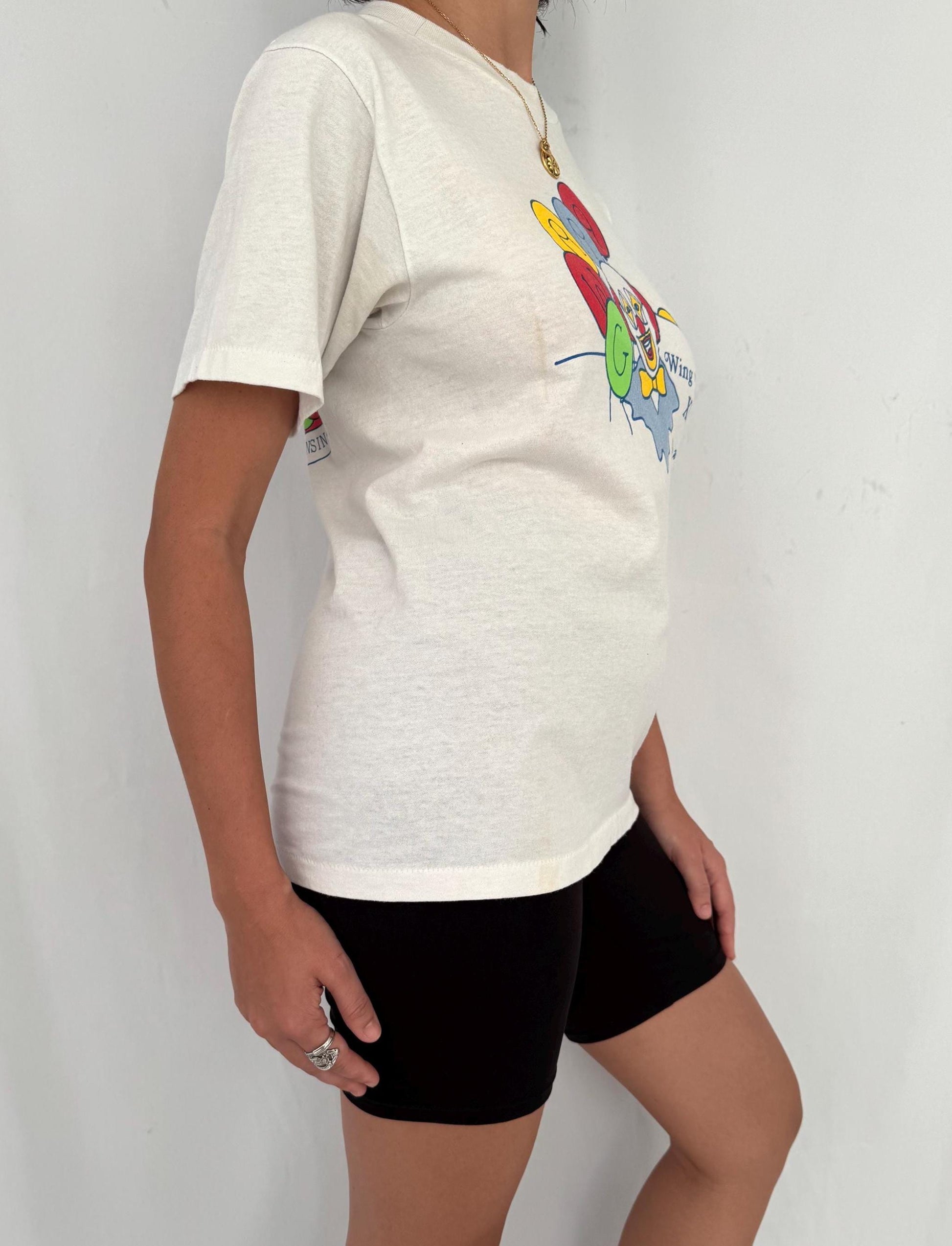 80s vintage rainbow clown double sided graphic tee shirt | made in USA single stitch tshirt