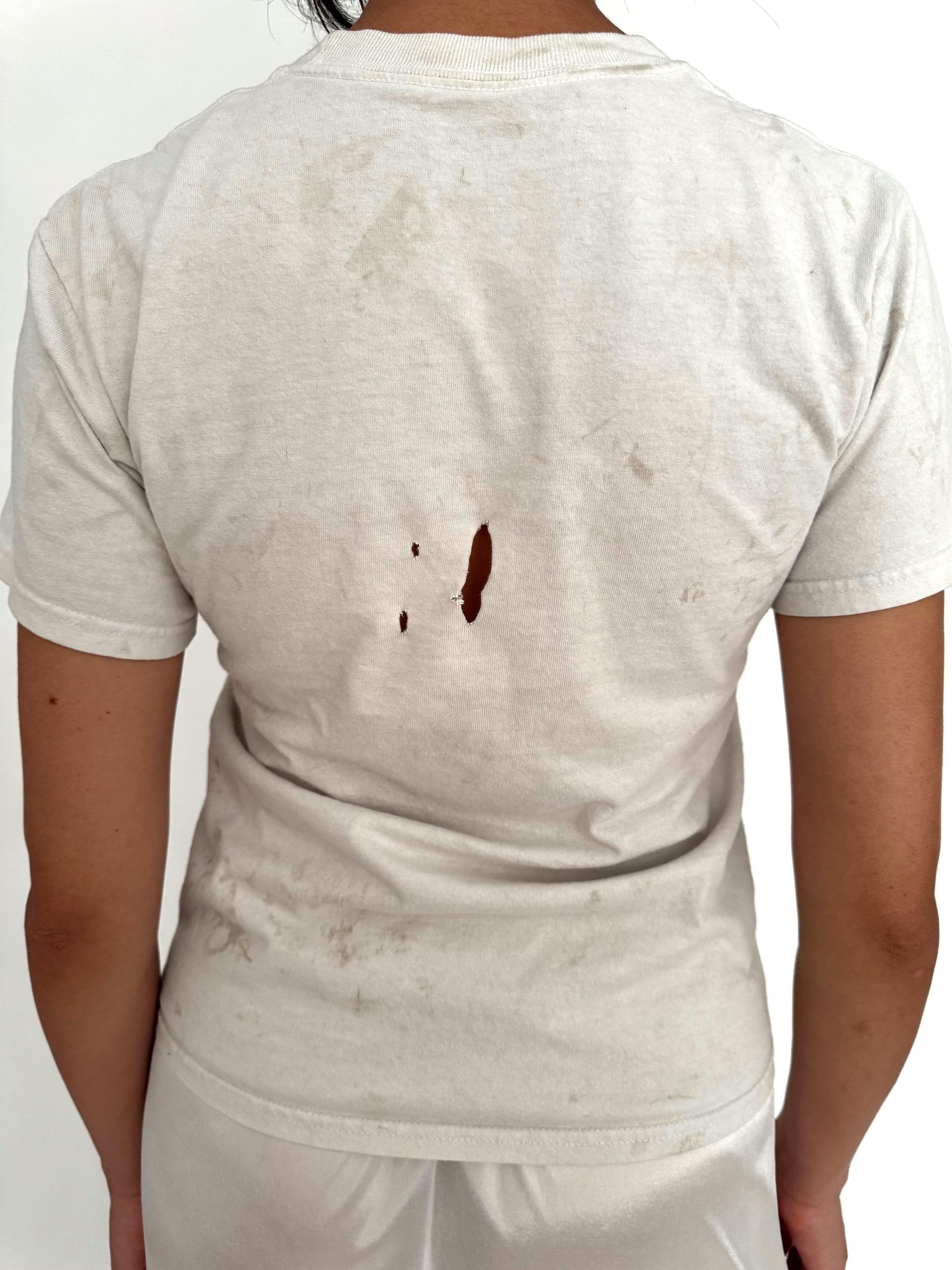 90s vintage white Zoomers Skate Club distressed baby tee shirt – small | thrashed fitted crop top