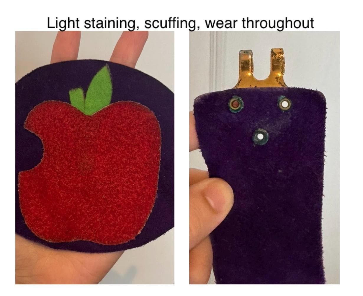 80s vintage purple novelty fruit apple suede wide belt