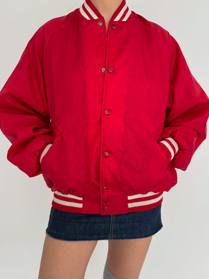 90s vintage red Builders Best bomber jacket 