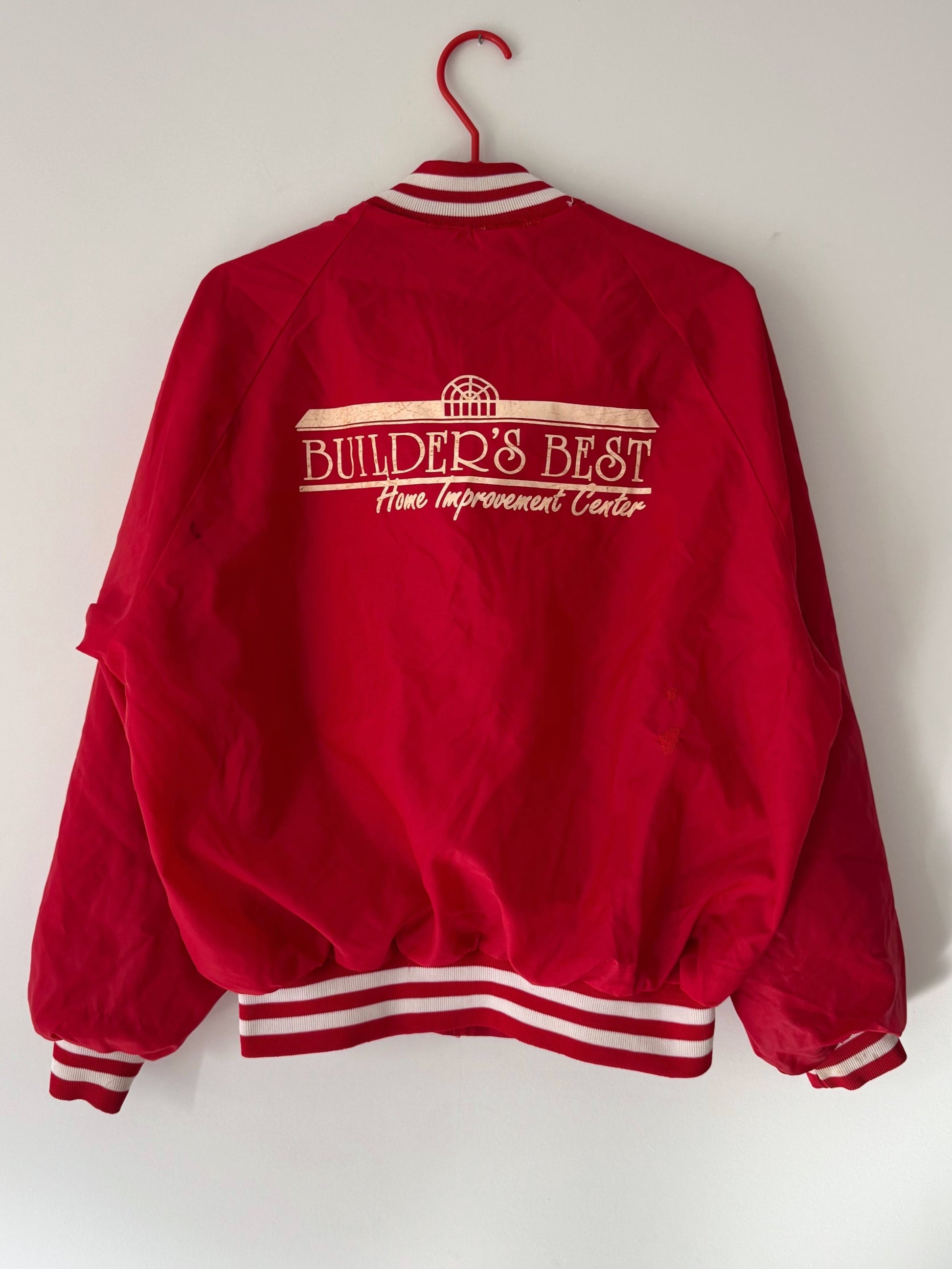 90s vintage red Builders Best bomber jacket 